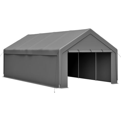 Carport 13 x 25 pies gris con estructura de acero galvanizado