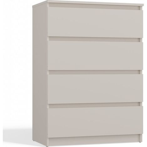 Topeshop – Commode moderne 4 tiroirs couleur cachemire – Design minimaliste sans poignées – Dimensions 70x40x97 cm – Panneaux de particules laminés (1/4)