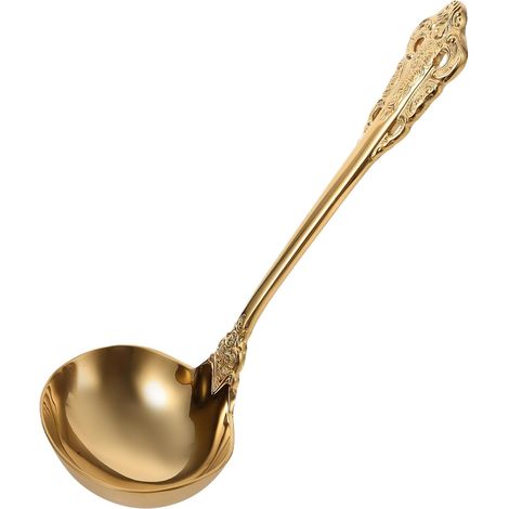 Louche en Acier Inoxydable Doré Fine et Facile à Nettoyer Ustensiles Cuisine Doré Élégants, Grosse Cuillère à Soupe pour Usage Quotidien (1/5)