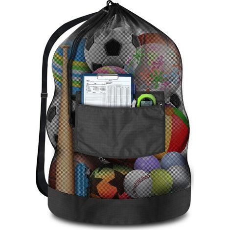 Heavy-duty football net (extra-large 100L capacity, holds 10-12 balls), 40" x 30" sports equipment storage organizer for gym, beach, clothing, and swimming (1/4)