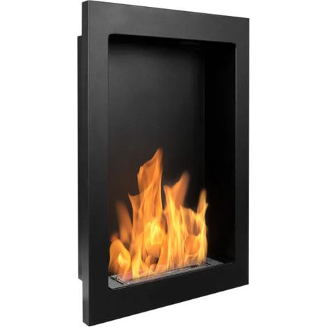 Biocamino da parete Vertical 61×39 cm nero strutturato, bruciatore TÜV 0,35 L