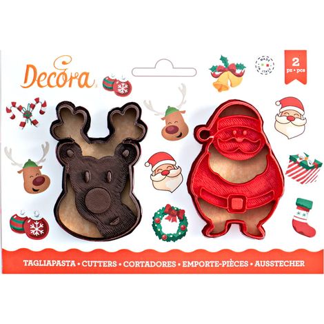 Cortadores de galletas de Papá Noel y renos (2 unidades) (1/3)
