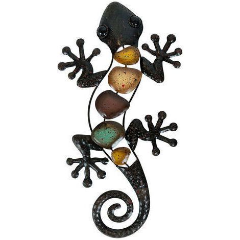 BARKBUSTERS Décoration murale Gecko en métal, Sculpture suspendue d'art de jardin en lézard, décoration extérieure pour la maison, la cour ou la clôture(Gauche) (1/5)