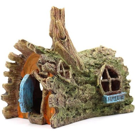 Décoration Aquarium en Résine - Maison d'Arbre Réaliste pour Aquarium Ornements de Réservoir de Poissons (1/4)