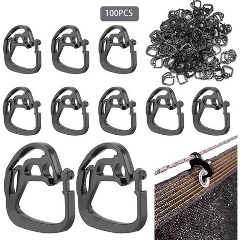 Confezione da 100 ganci in plastica verde per rete ombreggiante per serra/tenda da sole (1/5)