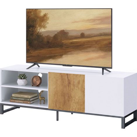 HOMCOM Mobile TV fino a 55 Pollici, Porta TV Moderno, Bianco (1/5)