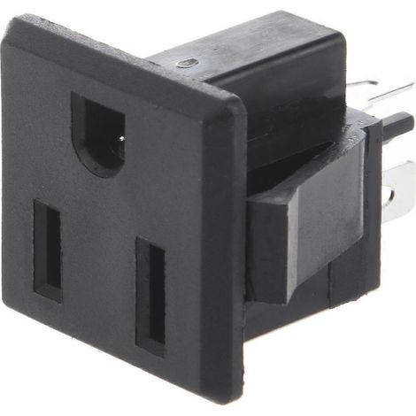 Prise de courant américaine 125 V CA 15 A à montage sur panneau, noire (1/5)