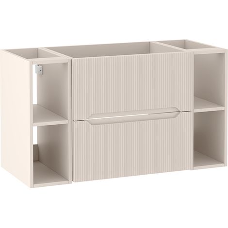 Meuble sous vasque suspendu avec 2 étagères L.100 cm cachemire mat façade rainurée NOVO Furnidea (1/5)