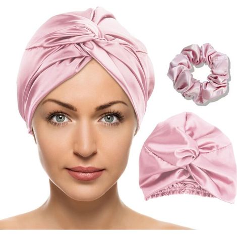 Double Bonnet Soie Cheveux Nuit Femme,Bonnet Satin Cheveux pour Nuit,Bonnet en Soie pour Cheveux Nuit,Chapeau Sommeil Élastique et Respirant