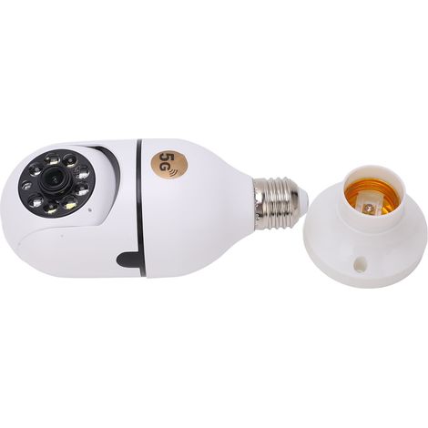 Support de lampe Caméra sans fil 360° WiFi 2,4/5 GHz, 110-220V, 1080p, détection de mouvement, ampoule caméra (1/5)