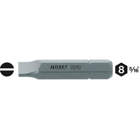 Embout-tournevis (bit) 2210-8 ∙ Hexagone massif 5/16 pouce (8 mm) ∙ Profil à fente ∙ Taille 0,8 x 5,5 mm (1/2)