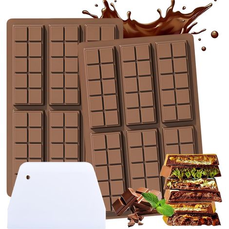 2 Pièces Moule Chocolat, Silicone Anti-adhésif, 6 Cavités, Grattoir Inclus, Pour Pâtisserie Maison (1/5)