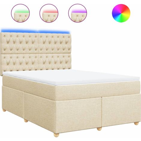 Maison Exclusive - Cama box spring con colchón tela color crema 1 (1/5)
