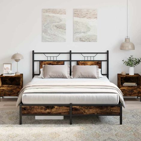 vidaXL Bed Frame without Mattress Smoked Oak 137x190cm Engineered Wood (1/5)