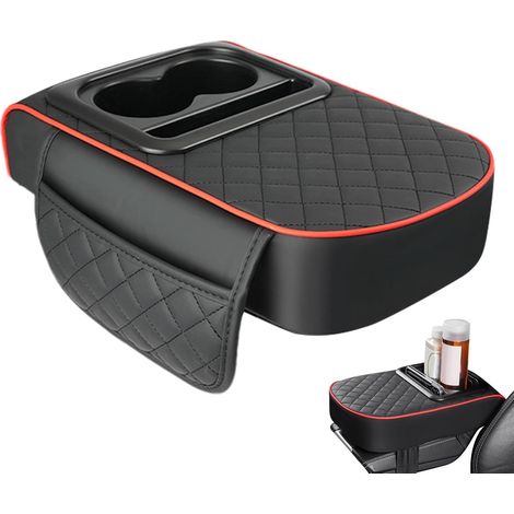 Mittelkonsolenkissen, Auto-Armlehnenkissen, Mittelkonsolen-Abdeckungskissen – Auto-Booster-Armlehnenbox mit Getränkehalter, Armlehnenkissen für Auto, SUV