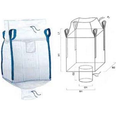 1PZ SACCONE IN POLIPROPILENE VALVOLA DI SCARICO+ BOCCA CARAMELLA  - cm.90x90x120 - portata kg.1000