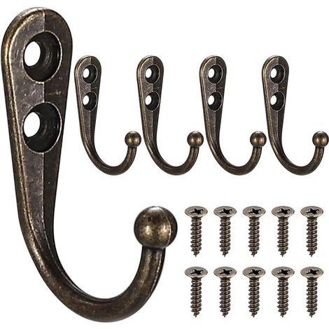 Vintage-Garderobenhaken Kleiderschrankhaken Wandhaken für Kleiderschränke stabile Schraubhaken für Tür Wand Kleiderschrank Schlafzimmer mit 5 5 Stück (1/2)