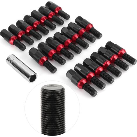 20 Écrous de Roue M14x1.25 Goujons Filetés Style Tuner Noir pour BMW M3 F80 M2 F22/F23 Lot (1/5)