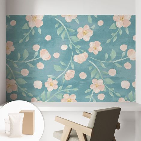 Papier peint intissé décoratif avec colle pour salon chambre et bureau Installation rapide Élégance florale 104x70 cm (1/5)