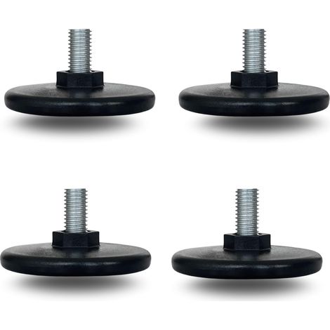 4 Pieds Réglables Avec Base Ronde En PE Ø60 Mm Avec Tige Fixe – M8x18mm – Idéal Pour Maison, Bureau Et Industrie, Meubles, Tables, Armoires, Cuisines – Made In Italy (1/5)