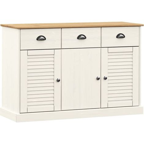 Aparador cómoda armario mueble organizador cocina salón salón con cajones 113 x 40 x 75 cm madera maciza de pino blanco 020030132