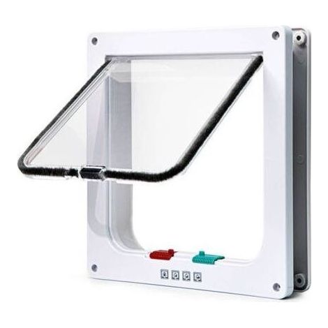 Chatière pour Chat avec magnétique à 4 voies, porte pour animaux de compagnie pour chats et petits chiens, 23.5 x 25 x 5.5cm L blanc pratique pour l'installation chatières et portes manuelles