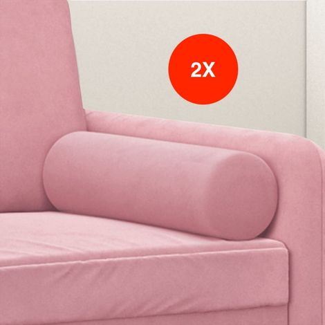 2 Coussins décoratifs Rose Ø15x50 cm En Velours. Idéal Salon, Sofa et Canapé (1/5)