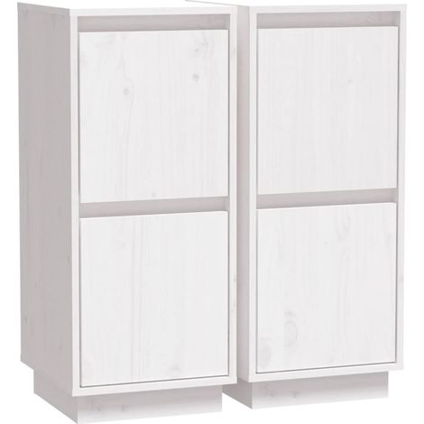 Buffet credenza cassettiera armadio contenitore organizer cucina soggiorno soggiorno set da 2 31,5 x 34 x 75 cm legno massello di pino bianco 020036654