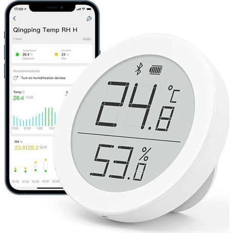 Thermomètre et hygromètre numérique Bluetooth compatible avec HomeKit (uniquement avec iOS), moniteur de température et d'humidité i (1/5)