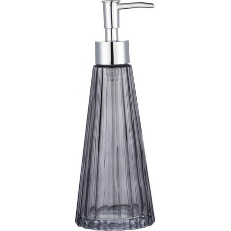 Dispensadores de vidrio recargables, 320 ml, detergente/loción, para encimera de baño/cocina/lavandería, color gris.