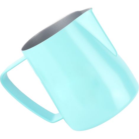 Verseuse à lait en inox 600 ml, tasse à mousser avec bec verseur, idéale café et barista, couleur vert menthe, pour maison et café. (1/5)