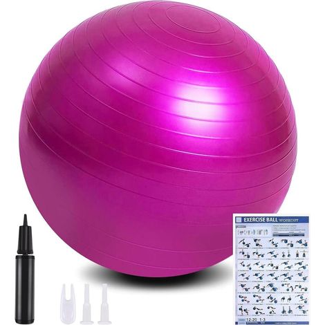 Gymnastikball Fußpumpe 55cm Antiburst Pilates 65cm Rosa (1/5)