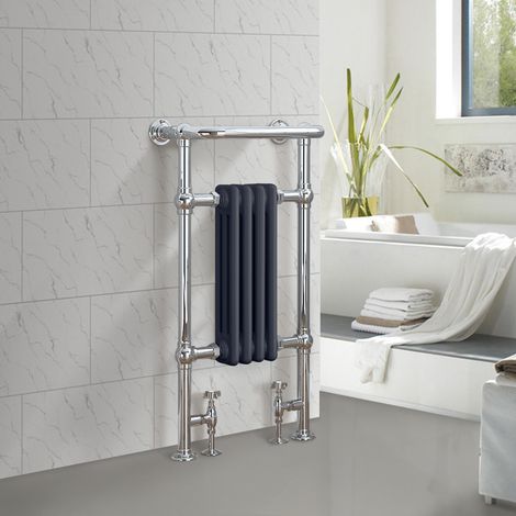 Traditional Bathroom Heated Towel Rail Column Radiator Cast Iron Rad Anthracite & Chrome 952x479 mm (1/5)
