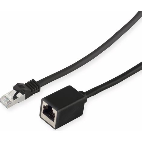 Extension de câble patch RJ45 S-IMPULS, 0,5 m, noir, câble brut CAT.7
