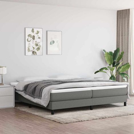 Estructura de cama con somier tela gris oscuro 200x200 cm (1/5)