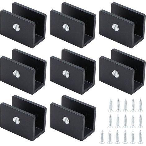 Pince à verre - 8 pièces - Support de plaque de verre - Pinces à verre - Aluminium - Pinces à verre pour serre - Pour épaisseurs de verre de 8-10 mm - Pince à verre murale - Convient pour la fixation  (1/5)