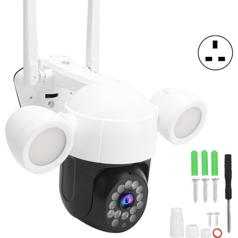Caméra PTZ WiFi 1080P, 48 LED infrarouges, vision nocturne couleur, détection de mouvement, audio bidirectionnel, IP66 étanche, 100-240V (prise UK) (1/5)