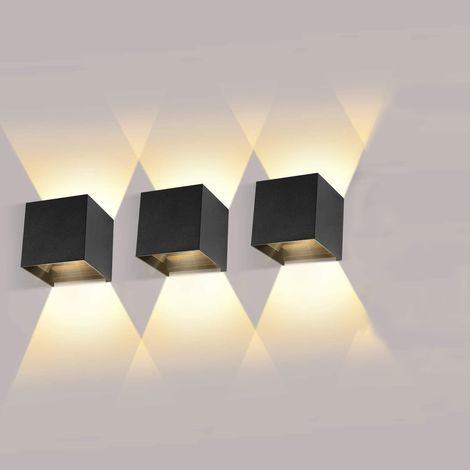 AIDUCHO Paquete de 3 apliques de pared para interior/exterior de 12 W con ángulo de haz ajustable, apliques de pared LED de 2700-3000 K blanco cálido, lámpara de pared impermeable IP65, lámpara de par (1/5)