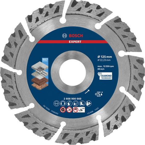 Bosch Professional 1x Expert MultiMaterial Diamond Cutting Disc (for Concrete, Ø 125 mm, Accessories Small Angle Grinder)