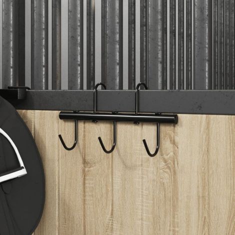 vidaXL Black Steel Bridle Holder with 5 Rotating Hooks