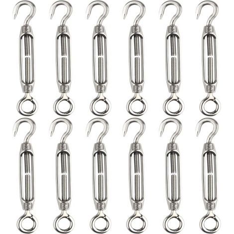 Lntyq 12 pièces tendeur de fil de tendeur M4 crochet et oeil tendeur de tendeur 304 tendeurs en acier inoxydable Tension de corde robuste (1/5)