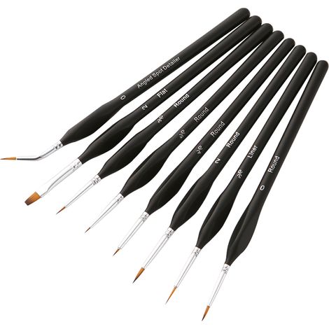 Ensemble de 8 pinceaux de précision professionnels miniatures, fins et précis, à poils en nylon et manche en bois, pour la peinture acrylique, à l'huile, à l'aquarelle, aux ongles, au visage, aux maqu (1/2)