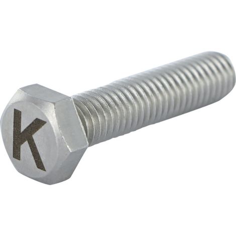 Vis métaux Tête hexagonale TH 8X35 Inox A4 Gravure LETTRE "K"-3 pièces