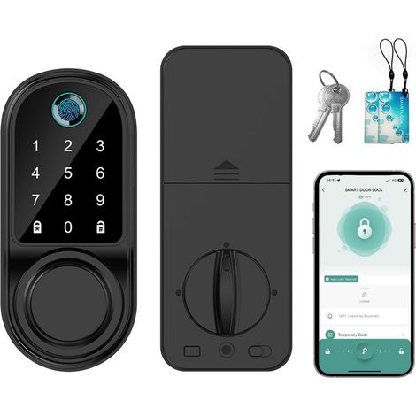 Bluetooth Smart Lock with Fingerprint - Keyless Door Lock with Touch Numeric Keypad, App Control and Auto Lock (1/5)
