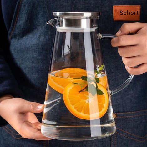 Carafe à eau en verre 2 litres - Carafe à eau en verre - Transparent résistant à la chaleur - 1 pièce - Maison et cuisine (1/5)