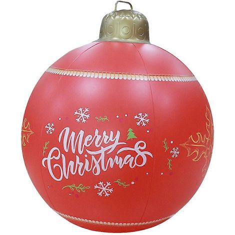 Boule de Noël gonflable, décoration extérieure pour jardin ou cour, ornement de Noël-65x60cm-Red
