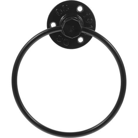 Porte-serviettes en fer forgé style industriel rétro pour salle de bain et cuisine, anneau noir, (1/5)