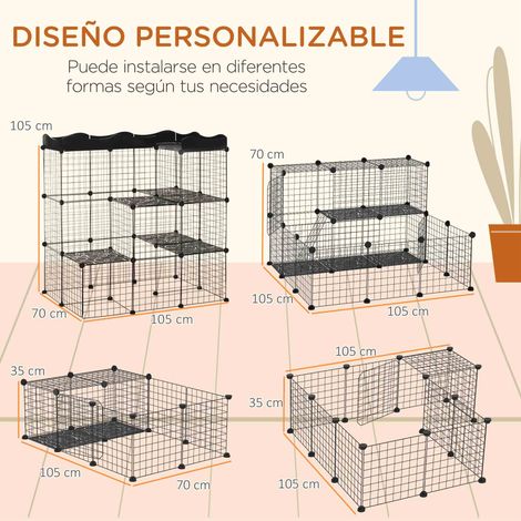 Enclos modulaire pour petits animaux à plusieurs niveaux. avec portes larges. rampes et panneaux en résine PP 105 x 70 x 116 cm (1/5)