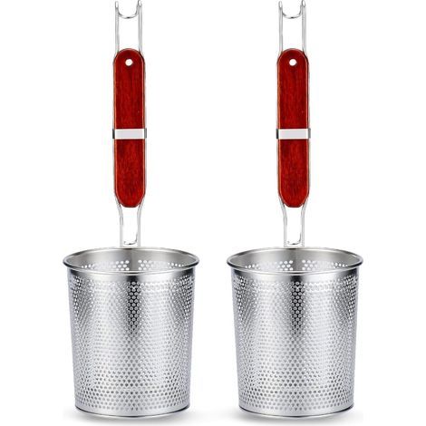 Set aus 2 mikroperforierten Edelstahl-Nudelsieben mit Griff, für Ravioli und Nudeln, Nudelkorb (12 cm Durchmesser) (1/5)