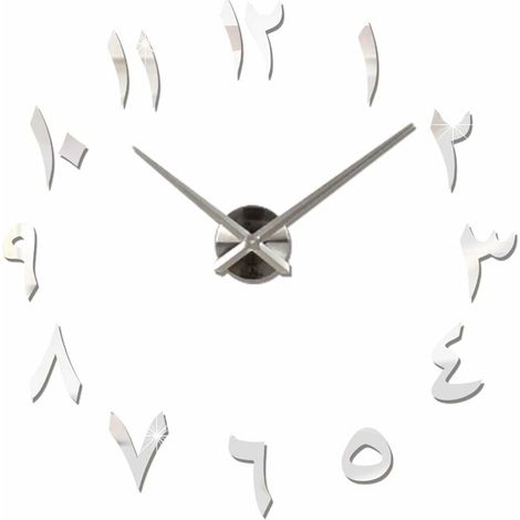 Reloj de pared grande DIY, silencioso, moderno, adhesivo 3D, decoración para el hogar y la oficina, regalo, plateado (plata) (1/5)
